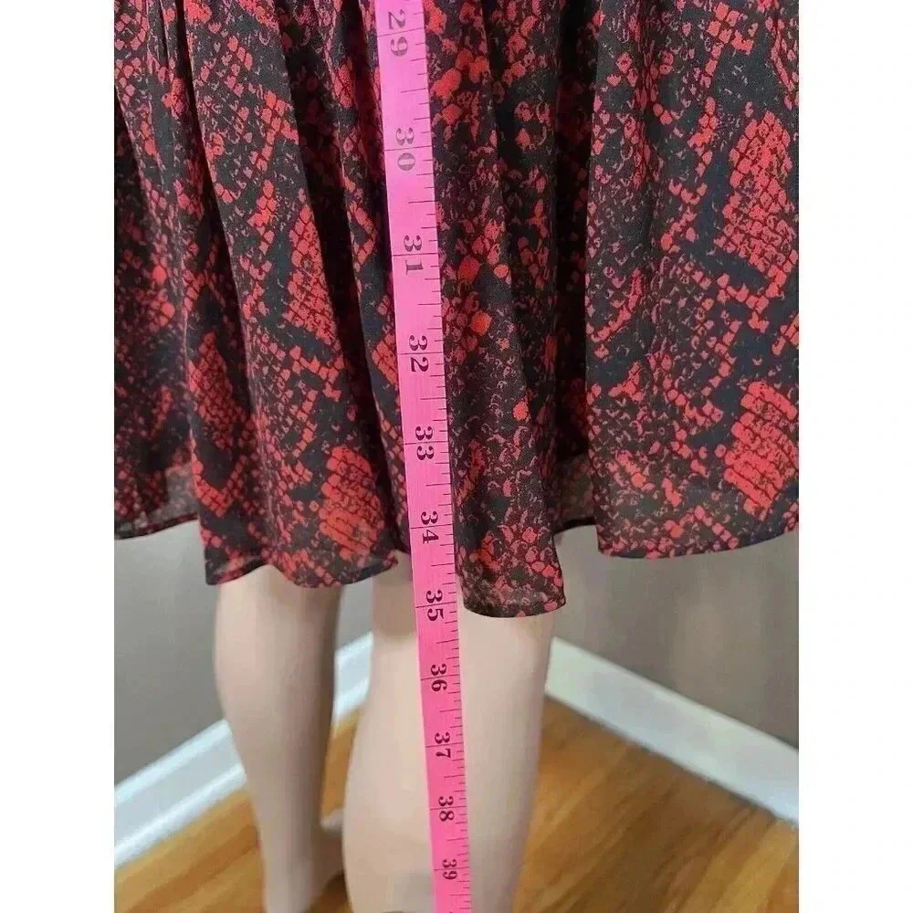 Michael Kors Snake Print Georgette One-Shoulder Dress Red Size 2